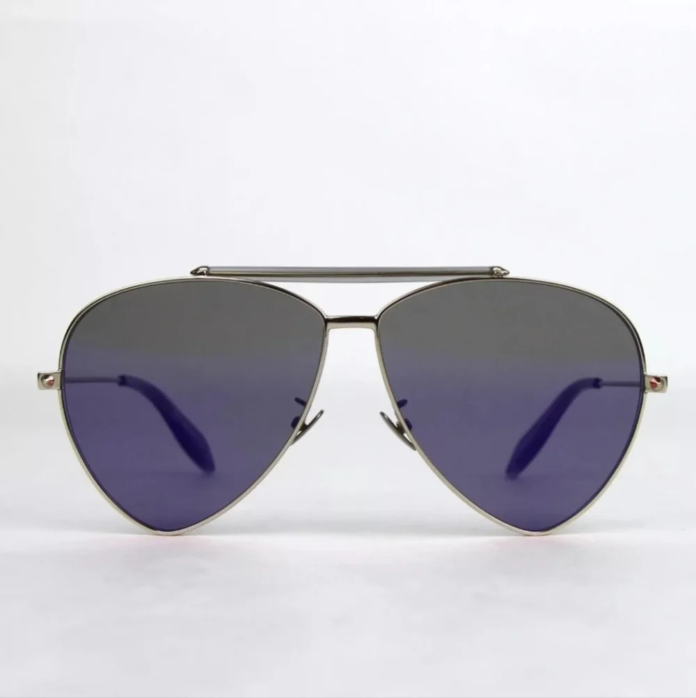 ALEXANDER MCQUEEN Blue Reflective Aviator Sunglasses, NWT